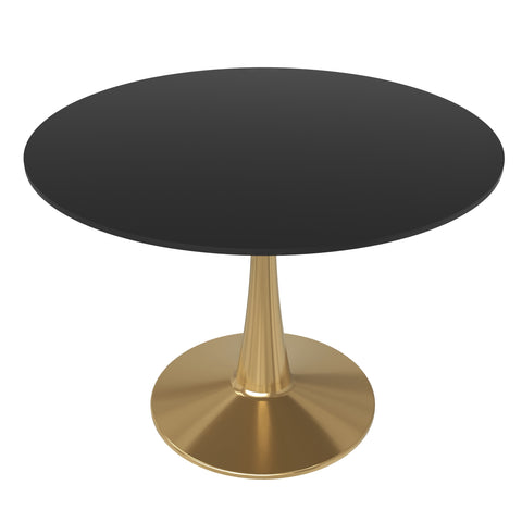 Bristol Round Dining Table with MDF/Sintered Stone Wood Tabletop in Gold Steel