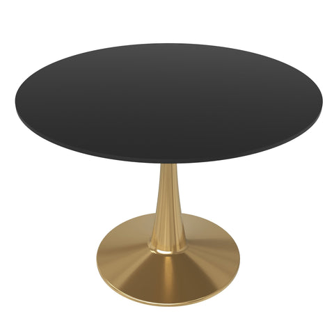 Bristol 40" Round Dining Table with MDF Wood Tabletop in Gold Steel