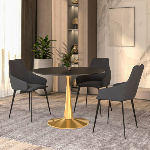 Bristol 40" Round Dining Table with MDF Wood Tabletop in Gold Steel