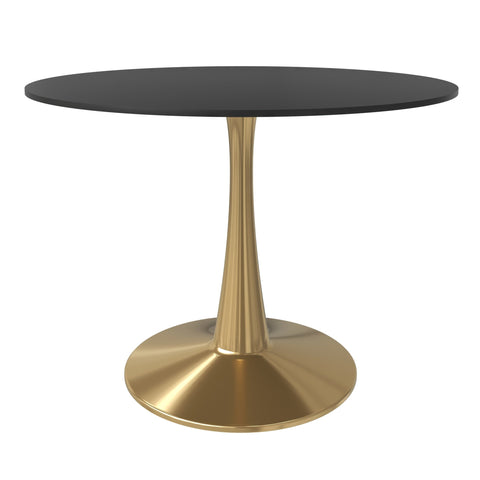 Bristol 40" Round Dining Table with MDF Wood Tabletop in Gold Steel