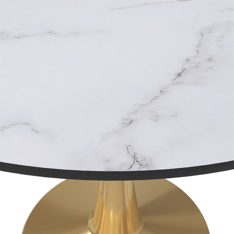 Bristol 40" Round Dining Table with MDF Wood Tabletop in Gold Steel