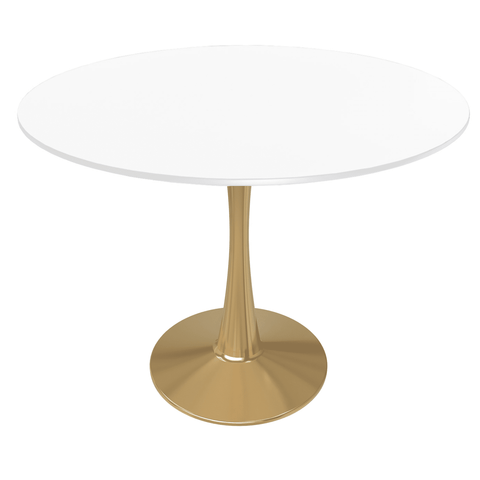 Bristol 40" Round Dining Table with MDF Wood Tabletop in Gold Steel