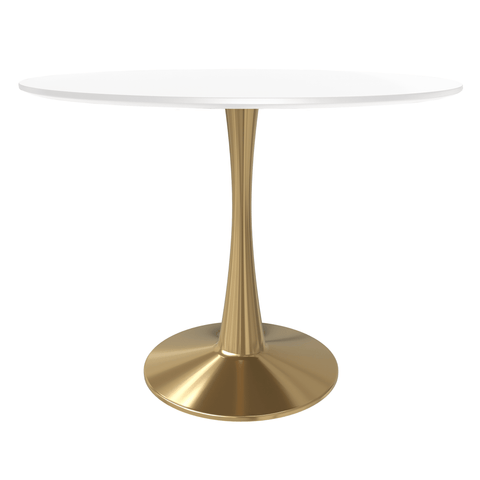 Bristol 40" Round Dining Table with MDF Wood Tabletop in Gold Steel