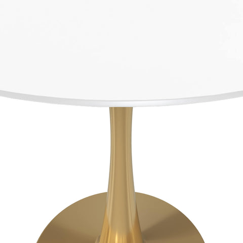 Bristol Round Dining Table with MDF/Sintered Stone Wood Tabletop in Gold Steel