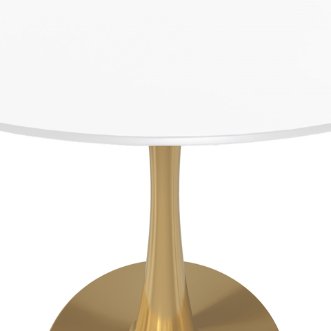 Bristol 40" Round Dining Table with MDF Wood Tabletop in Gold Steel