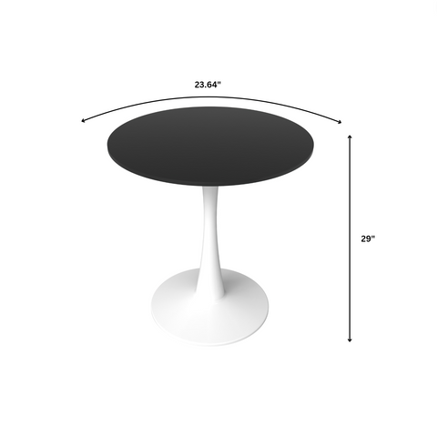 Bristol 24" Round Dining Table with MDF Wood Tabletop in White Steel