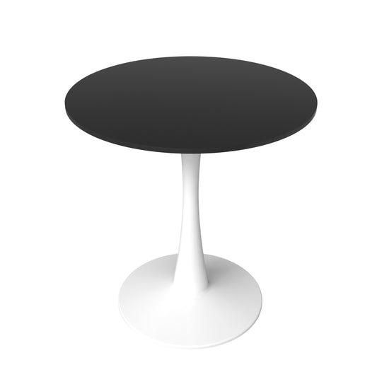 Bristol 24" Round Dining Table with MDF Wood Tabletop in White Steel