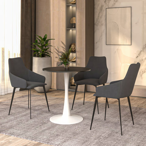 Bristol 24" Round Dining Table with MDF Wood Tabletop in White Steel