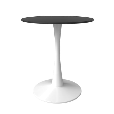 Bristol 24" Round Dining Table with MDF Wood Tabletop in White Steel