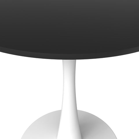 Bristol 24" Round Dining Table with MDF Wood Tabletop in White Steel