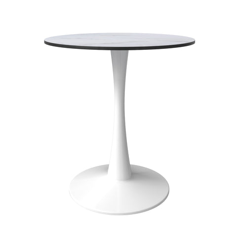 Bristol 24" Round Dining Table with MDF Wood Tabletop in White Steel