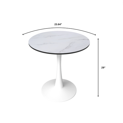 Bristol 24" Round Dining Table with MDF Wood Tabletop in White Steel