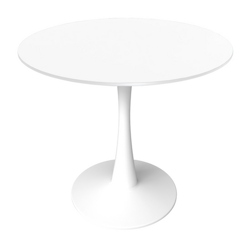 Bristol 24" Round Dining Table with MDF Wood Tabletop in White Steel