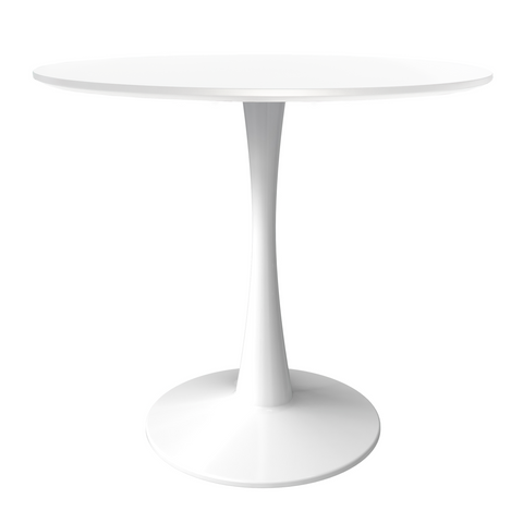 Bristol 24" Round Dining Table with MDF Wood Tabletop in White Steel