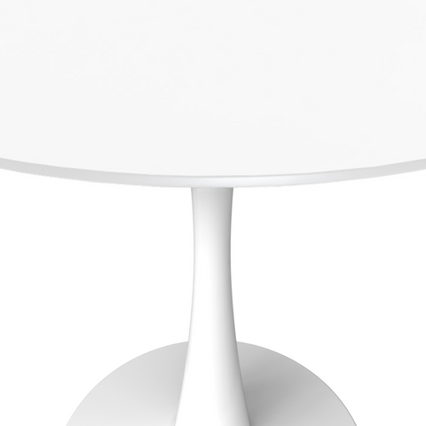 Bristol 24" Round Dining Table with MDF Wood Tabletop in White Steel