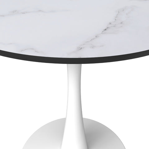 Bristol 24" Round Dining Table with MDF Wood Tabletop in White Steel