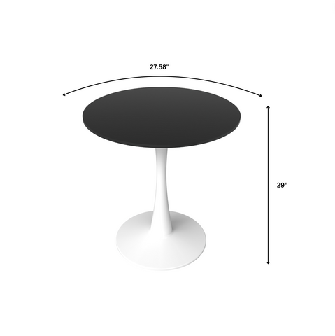 Bristol 27" Round Dining Table with MDF Wood Tabletop in White Steel