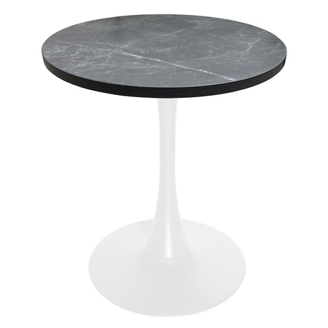 Bristol Round Dining Table with MDF/Sintered Stone/Glass Wood Tabletop in White Steel