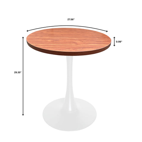 Bristol Round Dining Table with MDF/Sintered Stone/Glass Wood Tabletop in White Steel