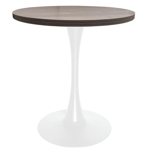 Bristol Round Dining Table with MDF/Sintered Stone/Glass Wood Tabletop in White Steel