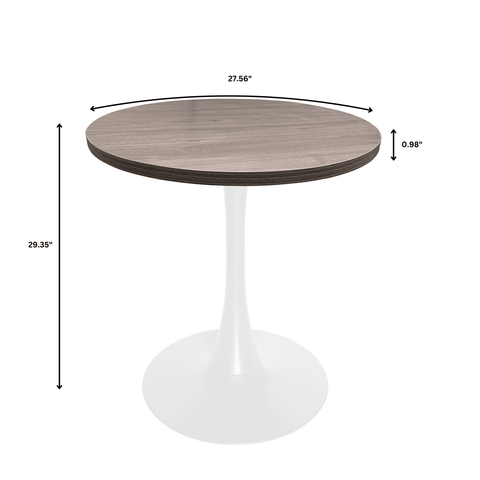 Modern 27" Round Dining Table with MDF Top and White Iron Base - Bristol Collection