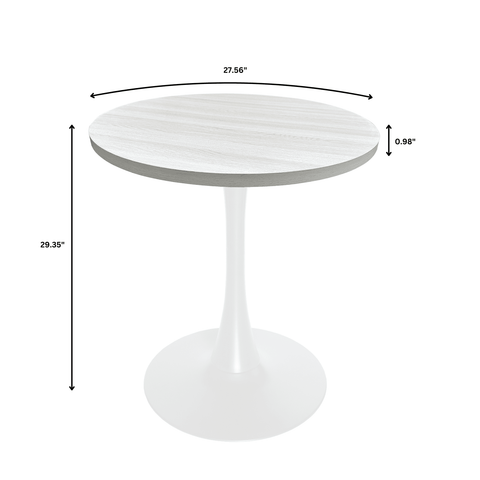 Modern 27" Round Dining Table with MDF Top and White Iron Base - Bristol Collection