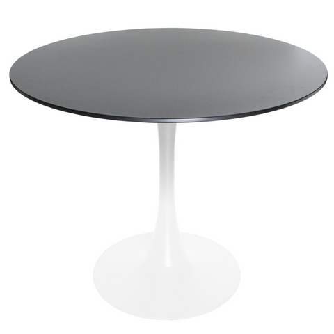 Bristol Round Dining Table with MDF/Sintered Stone/Glass Wood Tabletop in White Steel