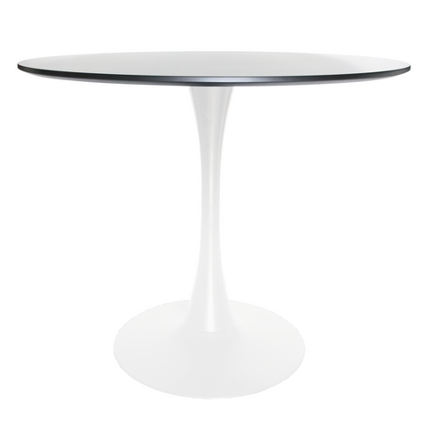 Bristol 32" Round Dining Table with Wood Top and Iron Pedestal Base