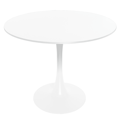 Bristol 32" Round Dining Table with Wood Top and Iron Pedestal Base