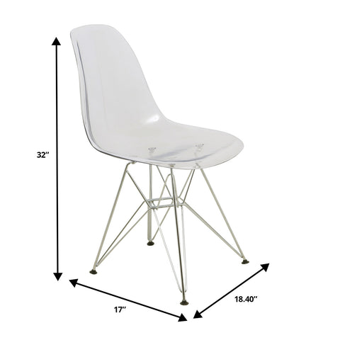 Bristol 5-Piece Dining Set 35" Round Table  with 4 ABS Plastic Side Chair in Chrome