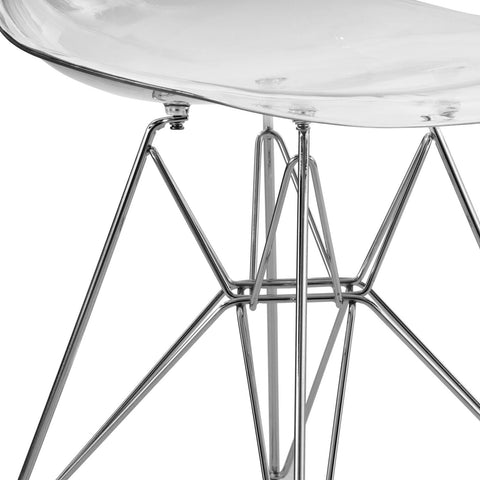 Bristol 5-Piece Dining Set 35" Round Table  with 4 ABS Plastic Side Chair in Chrome