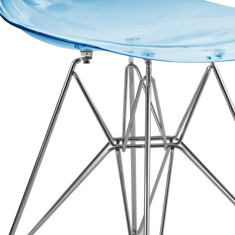 Bristol 5-Piece Dining Set 35" Round Table  with 4 ABS Plastic Side Chair in Chrome