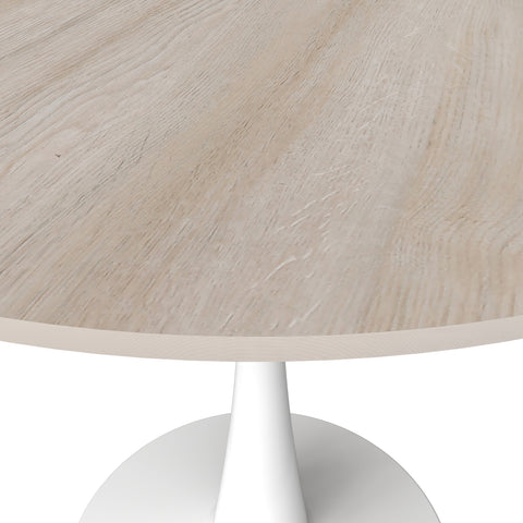 Bristol Round Dining Table with MDF/Sintered Stone/Glass Wood Tabletop in White Steel