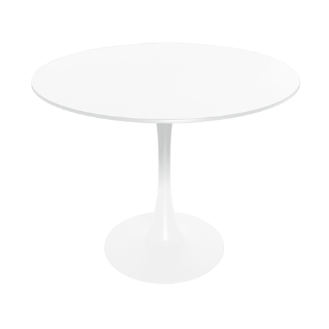 Bristol Modern Round Dining Table with Wood Top and Iron Pedestal Base