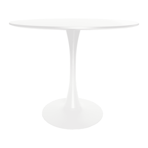 Bristol Modern Round Dining Table with Wood Top and Iron Pedestal Base