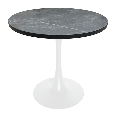 Bristol Round Dining Table with MDF/Sintered Stone/Glass Wood Tabletop in White Steel