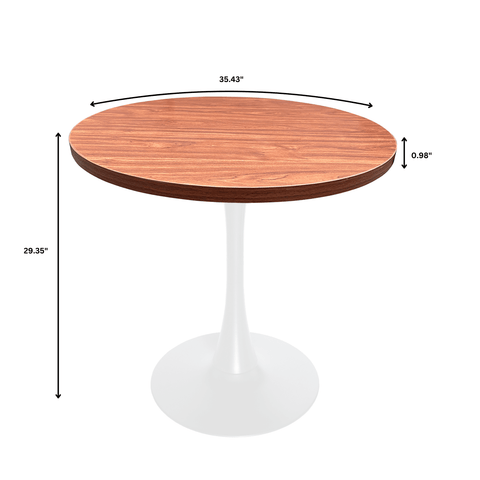 Modern 27" Round Dining Table with MDF Top and White Iron Base - Bristol Collection