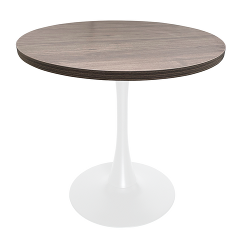 Bristol Round Dining Table with MDF/Sintered Stone/Glass Wood Tabletop in White Steel