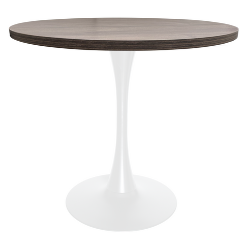 Bristol Round Dining Table with MDF/Sintered Stone/Glass Wood Tabletop in White Steel