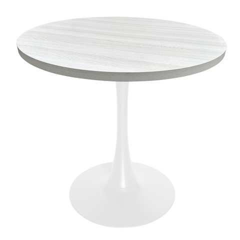 Bristol Round Dining Table with MDF/Sintered Stone/Glass Wood Tabletop in White Steel