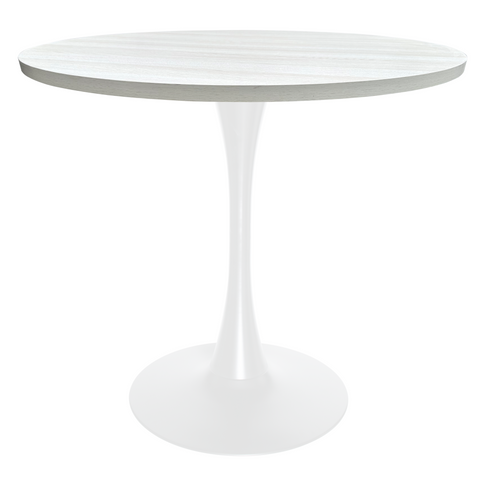 Bristol Round Dining Table with MDF/Sintered Stone/Glass Wood Tabletop in White Steel