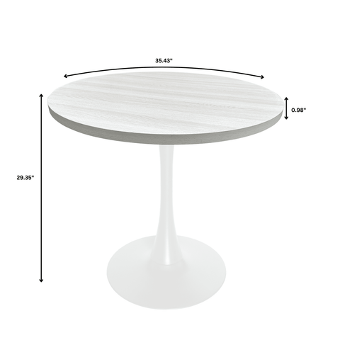 Modern 27" Round Dining Table with MDF Top and White Iron Base - Bristol Collection