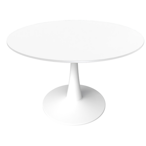 Bristol Round Dining Table with MDF/Sintered Stone/Glass Wood Tabletop in White Steel