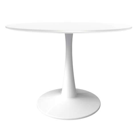 Bristol Round Dining Table with MDF/Sintered Stone/Glass Wood Tabletop in White Steel