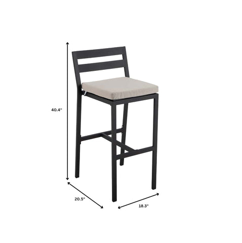 Chelsea Modern Patio Bar Chair in Powder-Coated Aluminum with Removable Cushion