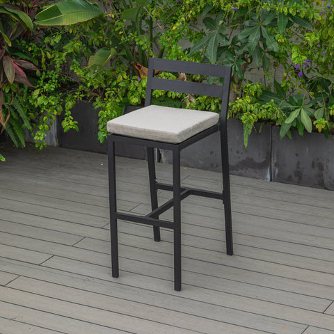 Chelsea Modern Patio Bar Chair in Powder-Coated Aluminum with Removable Cushion