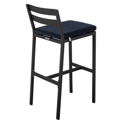 Chelsea Modern Patio Bar Chair in Powder-Coated Aluminum with Removable Cushion