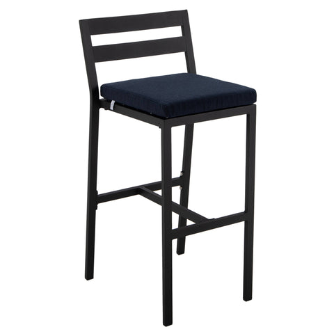 Chelsea Modern Patio Bar Chair in Powder-Coated Aluminum with Removable Cushion