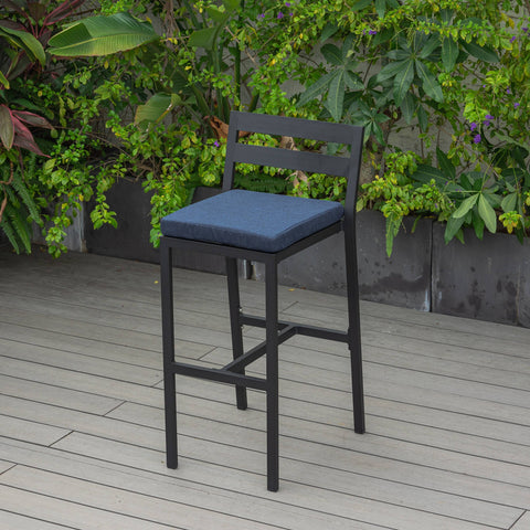 Chelsea Modern Patio Bar Chair in Powder-Coated Aluminum with Removable Cushion