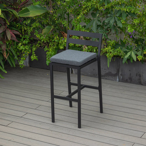 Chelsea Modern Patio Bar Chair in Powder-Coated Aluminum with Removable Cushion